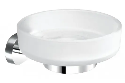 FROSTED GLASS SOAP DISH & HOLDER